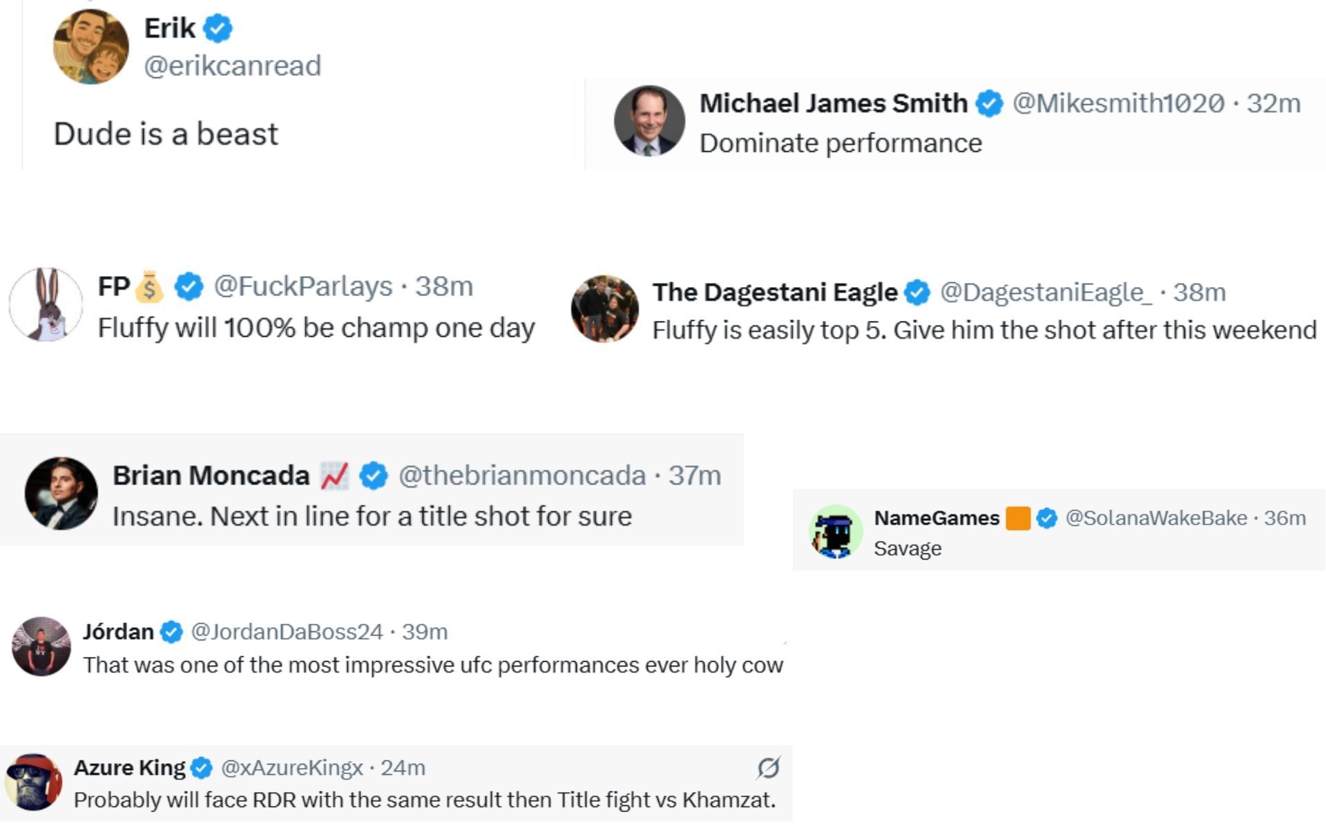 Fan reactions [Screenshots courtesy: @ufc on X]