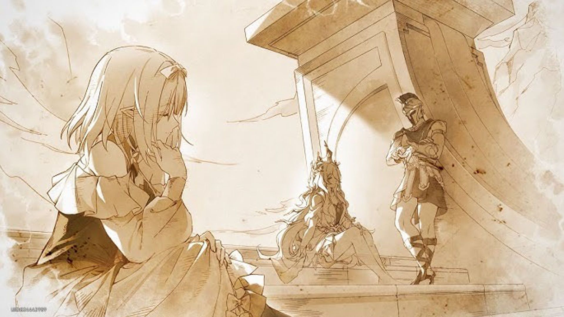 Demigods of Death, Reason, and Strife in the previous cycle of Amphoreus (Image via HoYoverse)