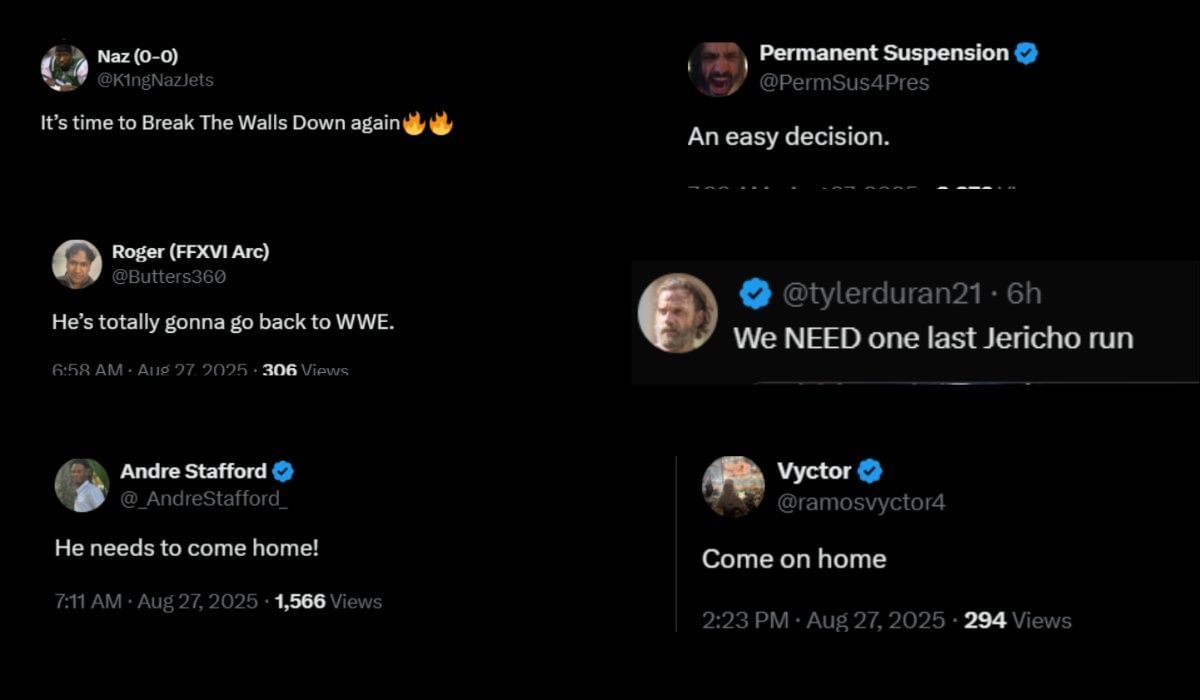 Fans react to Jericho&#039;s latest post. [Image via X/@FadeAwayMedia]