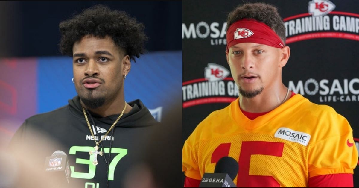 Josh Simmons and Patrick Mahomes
