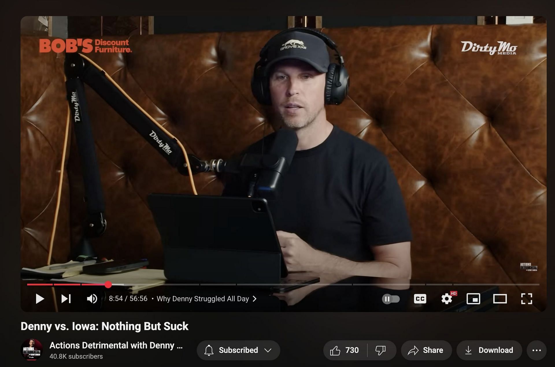 Denny Hamlin comments on Goodyear&#039;s tire selection for Iowa. Source:@Youtube/Actions Detrimental