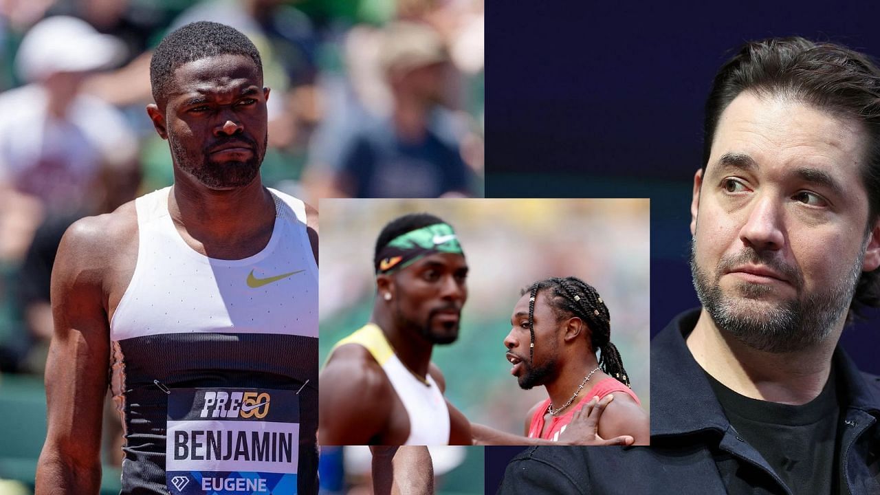 Rai Benjamin, Kenny Bednarek, Noah Lyles and Alexis Ohanian (Image via: All Getty)