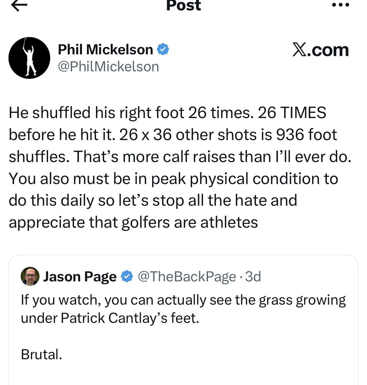 Phil Mickelson&rsquo;s tweet on X _ Image Source: X/@PhilMickelson