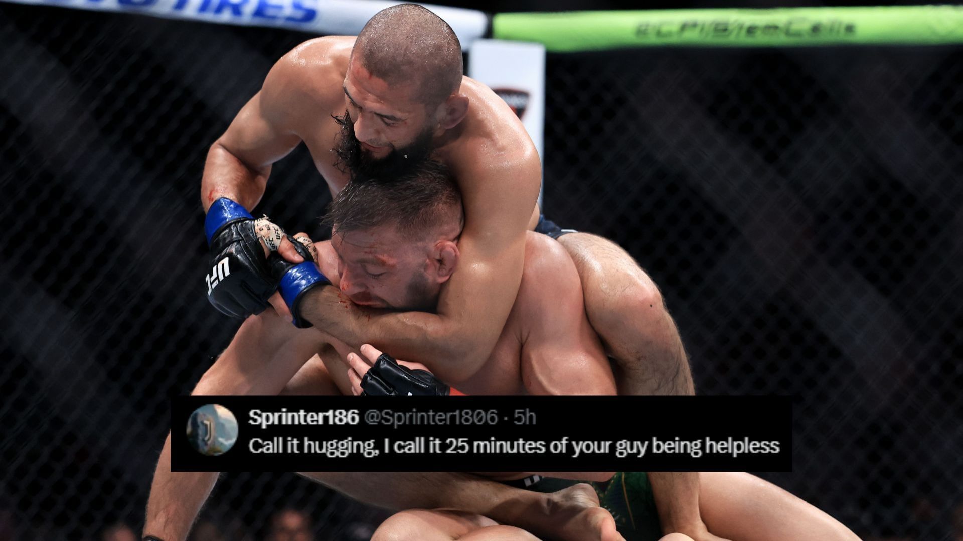 Fans react after Khamzat Chimaev (top) dethrones Dricus du Plessis (bottom) at UFC 319. [Images courtesy: Getty Images]