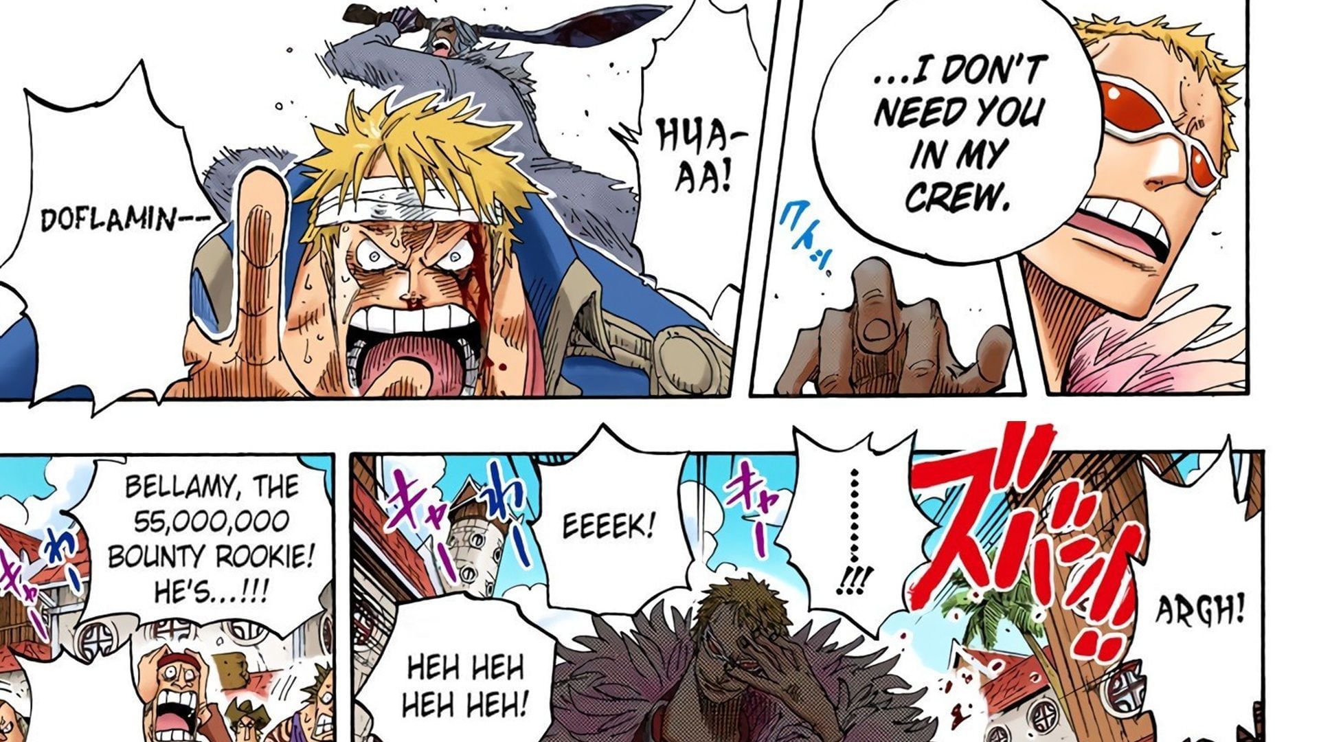 Bellamy&#039;s fake death in the One Piece manga (Image via Shueisha)