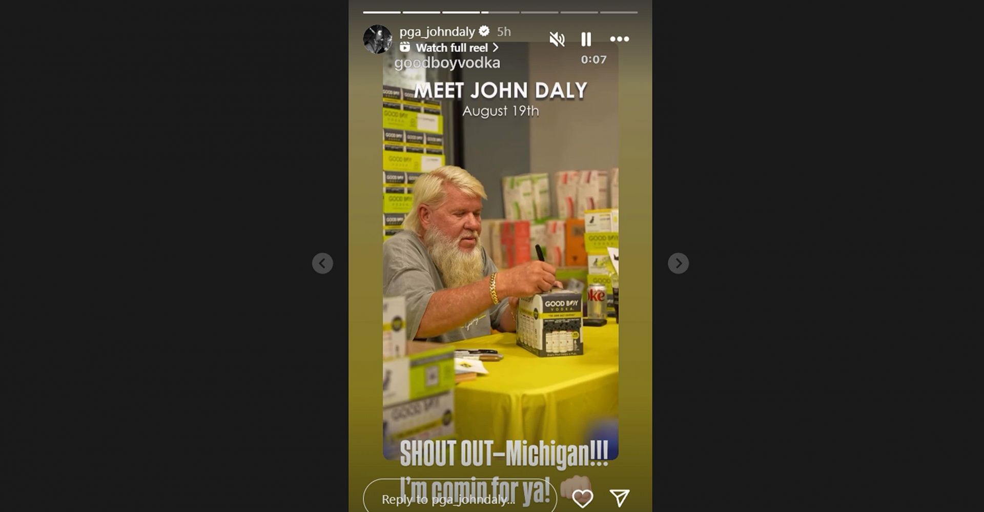 John Daly makes a special announcement for Michigan along with a &lsquo;shoutout&rsquo;/@pga_johndaly