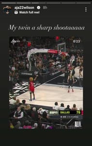 A’ja Wilson’s Instagram story