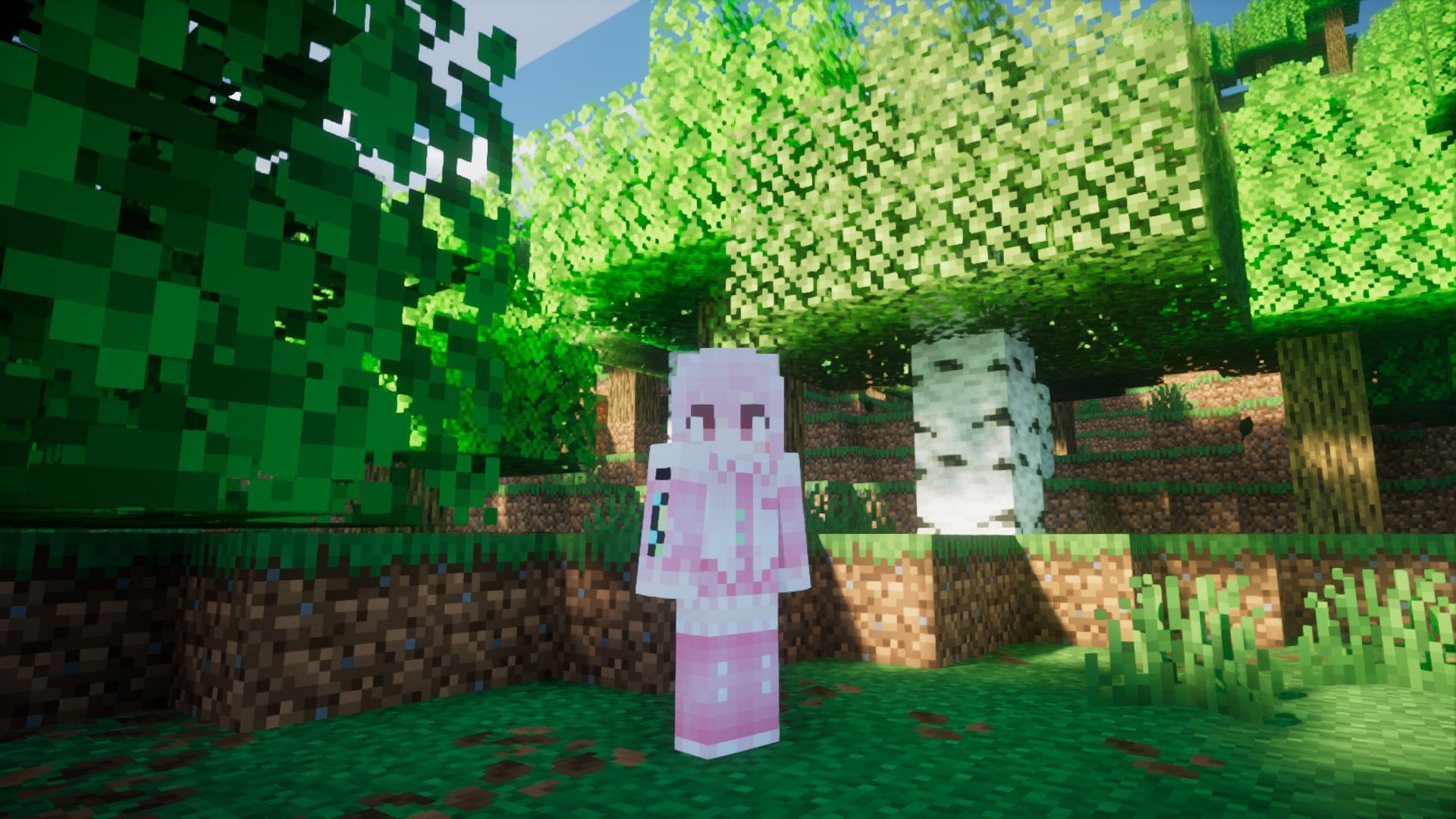 The tasteful pink and white shades impart a unique twist on the classic white and blue of Hatsune Miku (Image via Sportskeeda Gaming || Mojang Studios)
