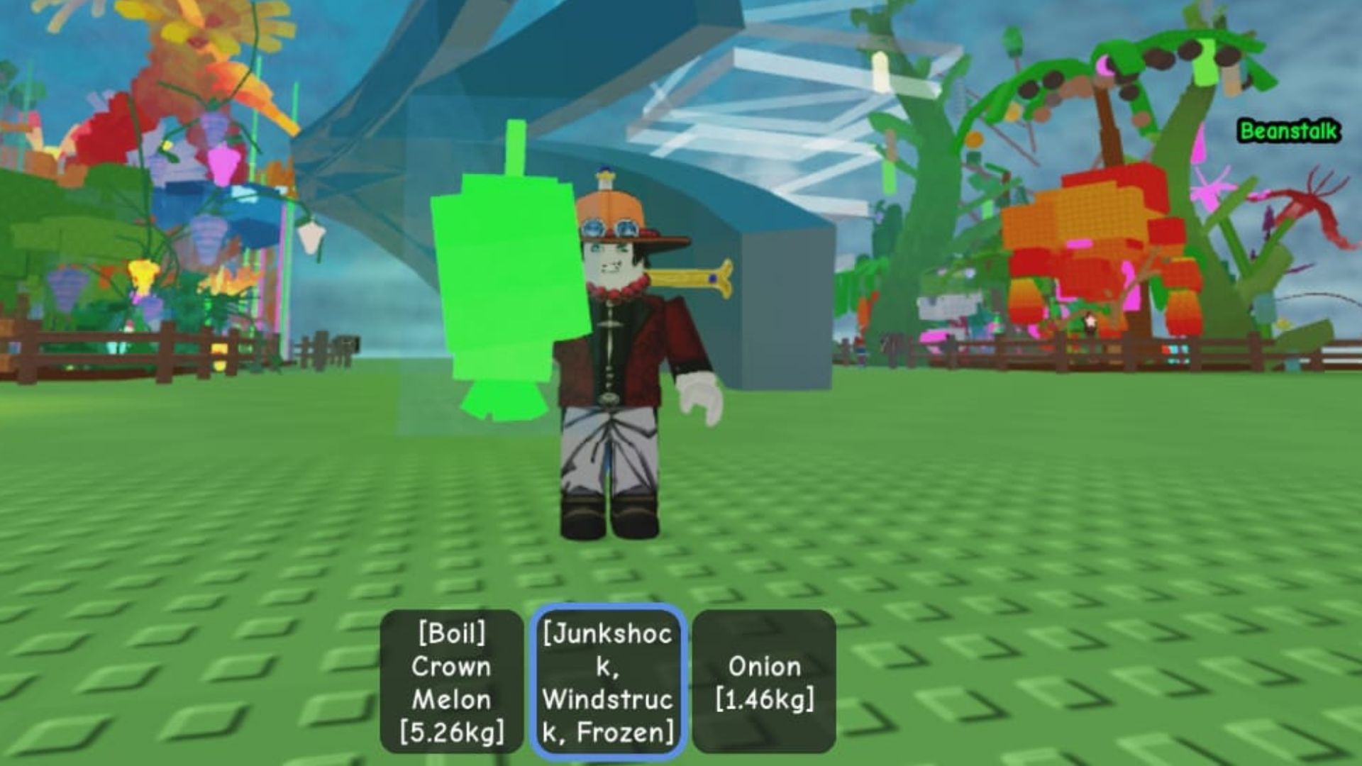 A Junkshock, Windstruck, and Frozen Feijoa (Image via Roblox)