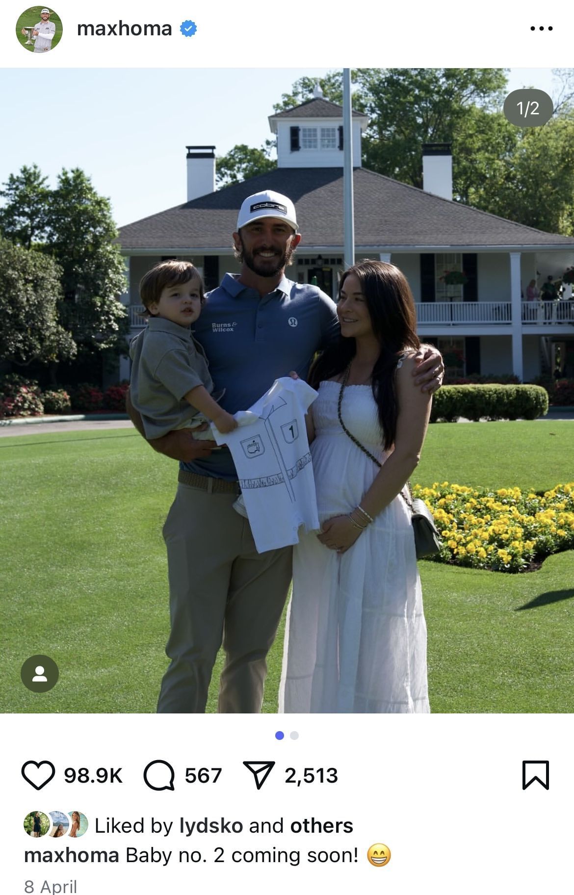 Max Homa and his family at Augusta _ Image Source: Instagram/@maxhoma