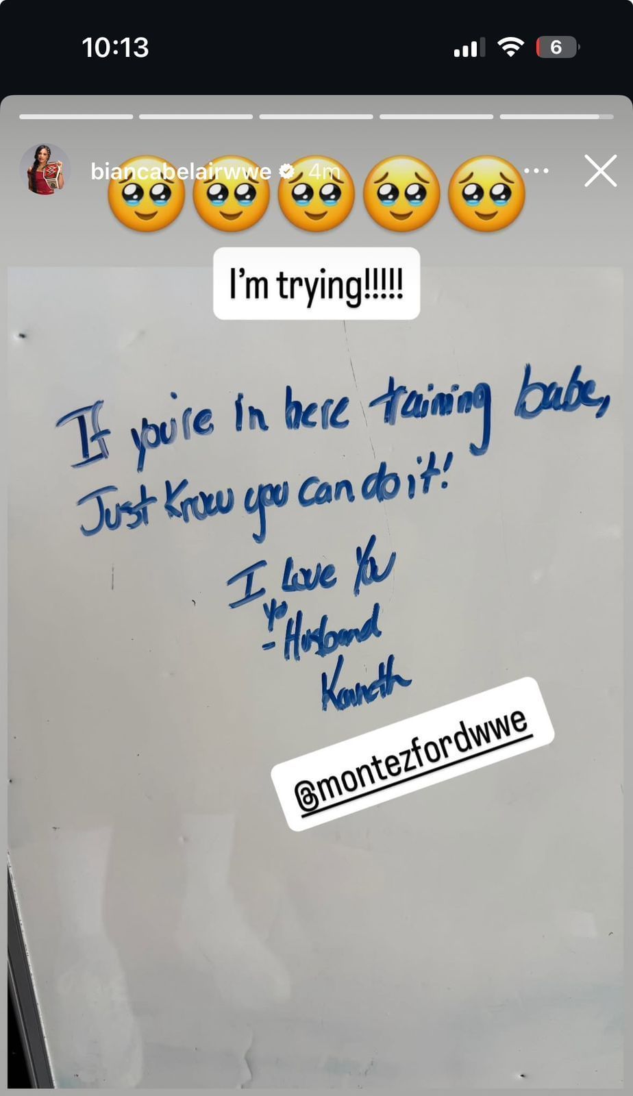 The couple shared a heartfelt moment [Image credit: Belair&#039;s Instagram story]