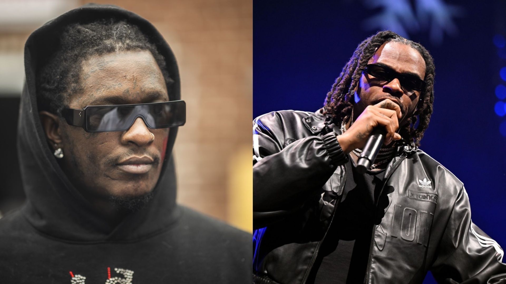 Fans react as Young Thug reportedly disses Gunna in upcoming track. (Image via Prince Williams/WireImage, Derek White/Getty Images)