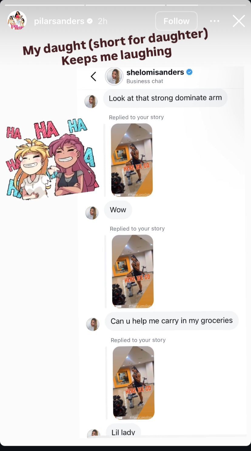 Coach Prime&#039;s daughter Shelomi Sanders playfully hypes mom Pilar on IG - Image source: Instagram/pilarsanders