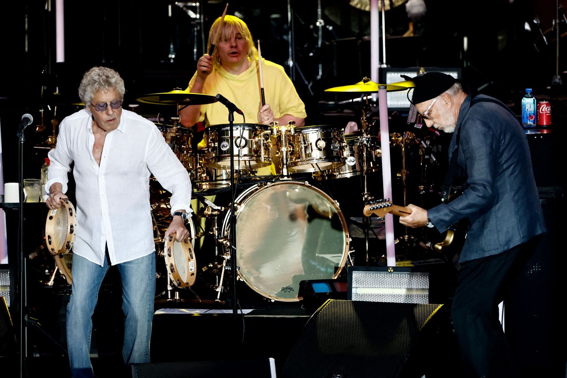 (L-R) Roger Daltrey, Zak Starkey, and Pete Townshend at Concert The Who with Orchestra - &quot;Hits Back!&quot; - Source: Getty
