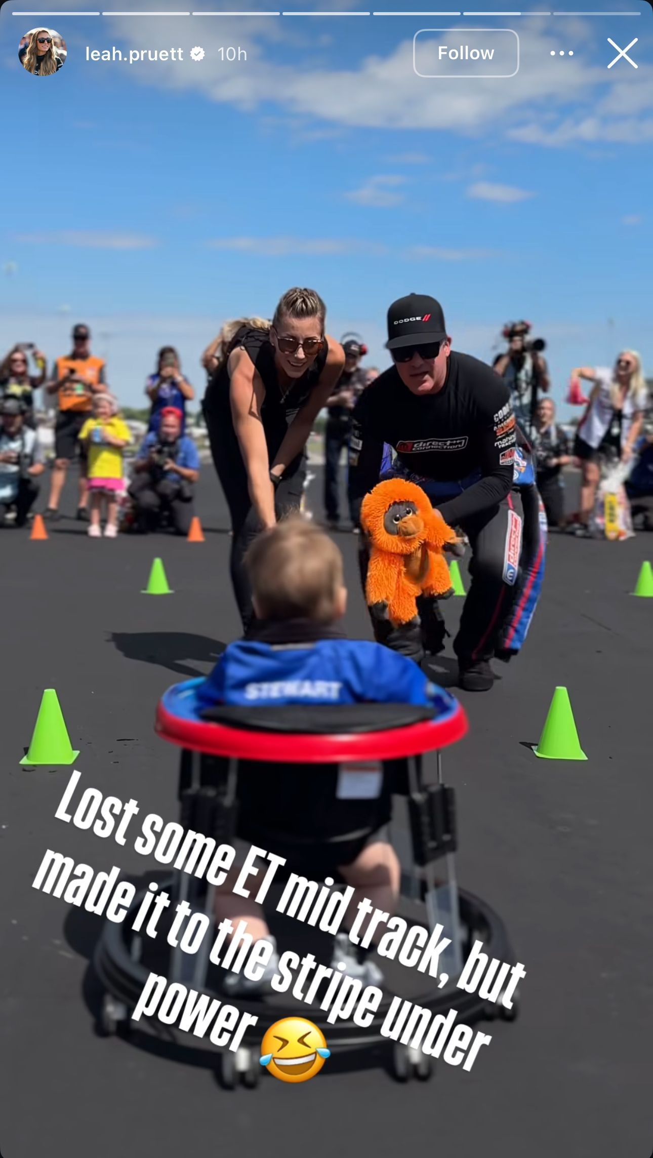 Stewart and Pruett with their son Dominic