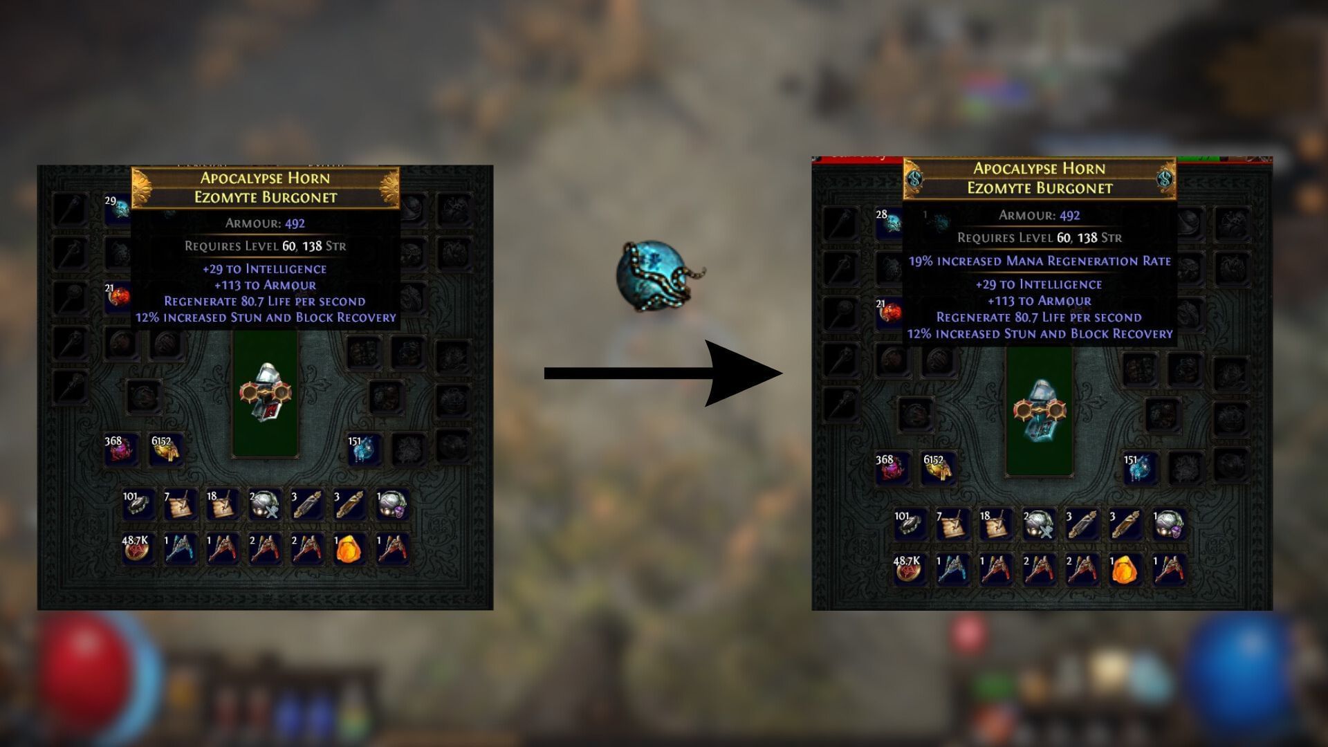 Adding an Implicit through Lesser Eldritch Ichor (Image via Grinding Gear Games)