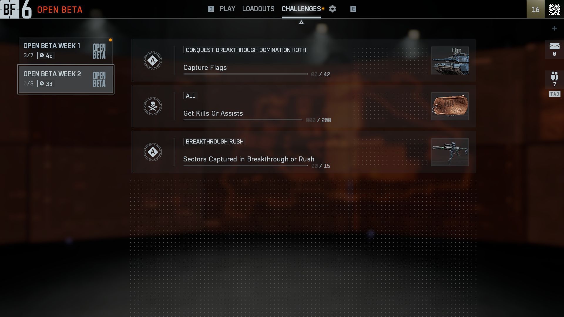 Challenges for Battlefield 6 Open Beta Weekend 2 (Image via Sportskeeda Gaming || EA)