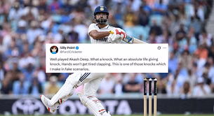 "Hands won't get tired clapping" - Fans in awe after Akash Deep slams 66 as nightwatchman in ENG vs IND 2025 5th Test
