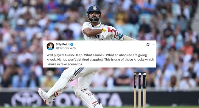 "Hands won't get tired clapping" - Fans in awe after Akash Deep slams 66 as nightwatchman in ENG vs IND 2025 5th Test