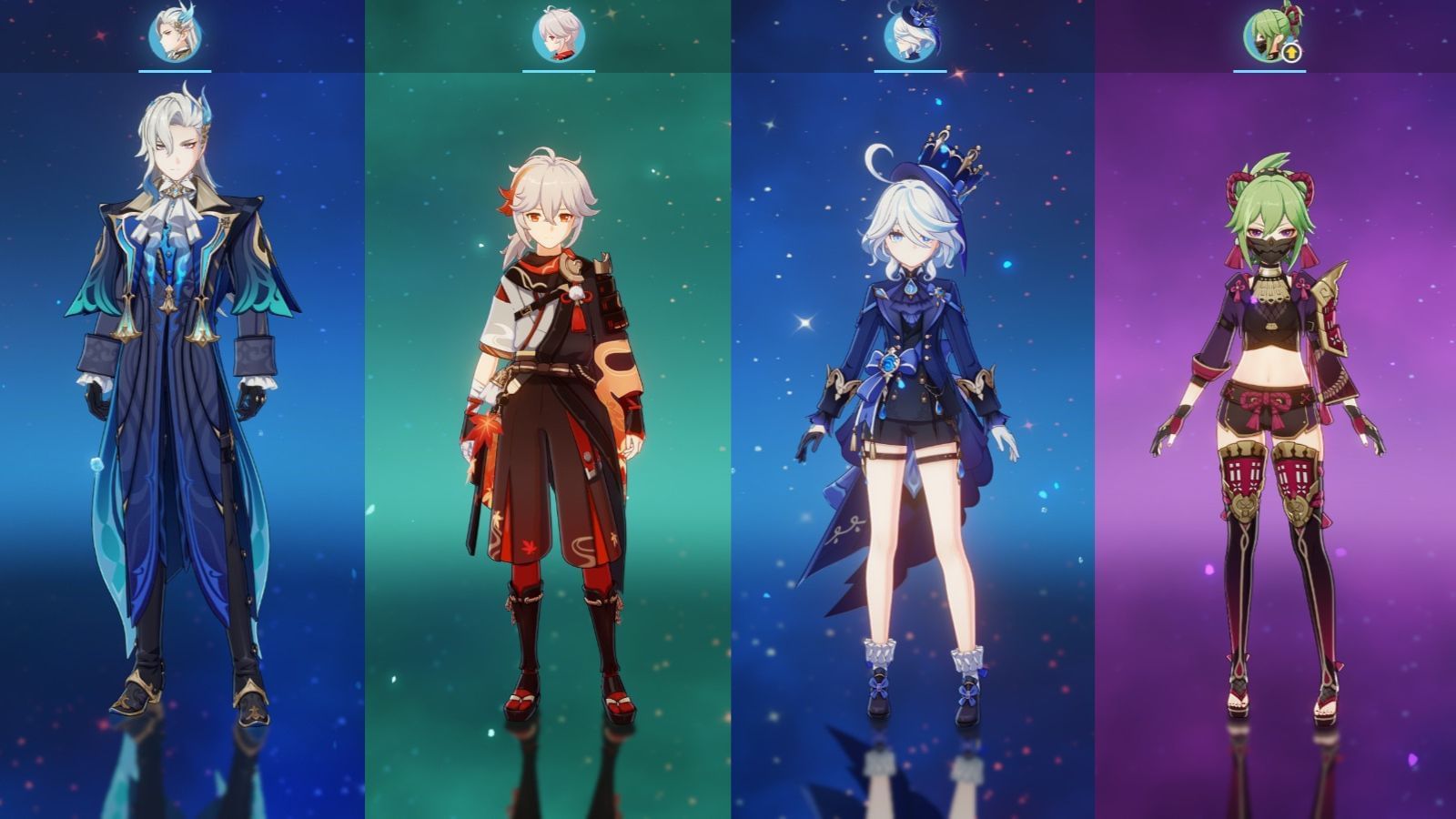 Neuvillette, Kaedehara Kazuha, Furina, Kuki Shinobu team (Image via HoYoverse)