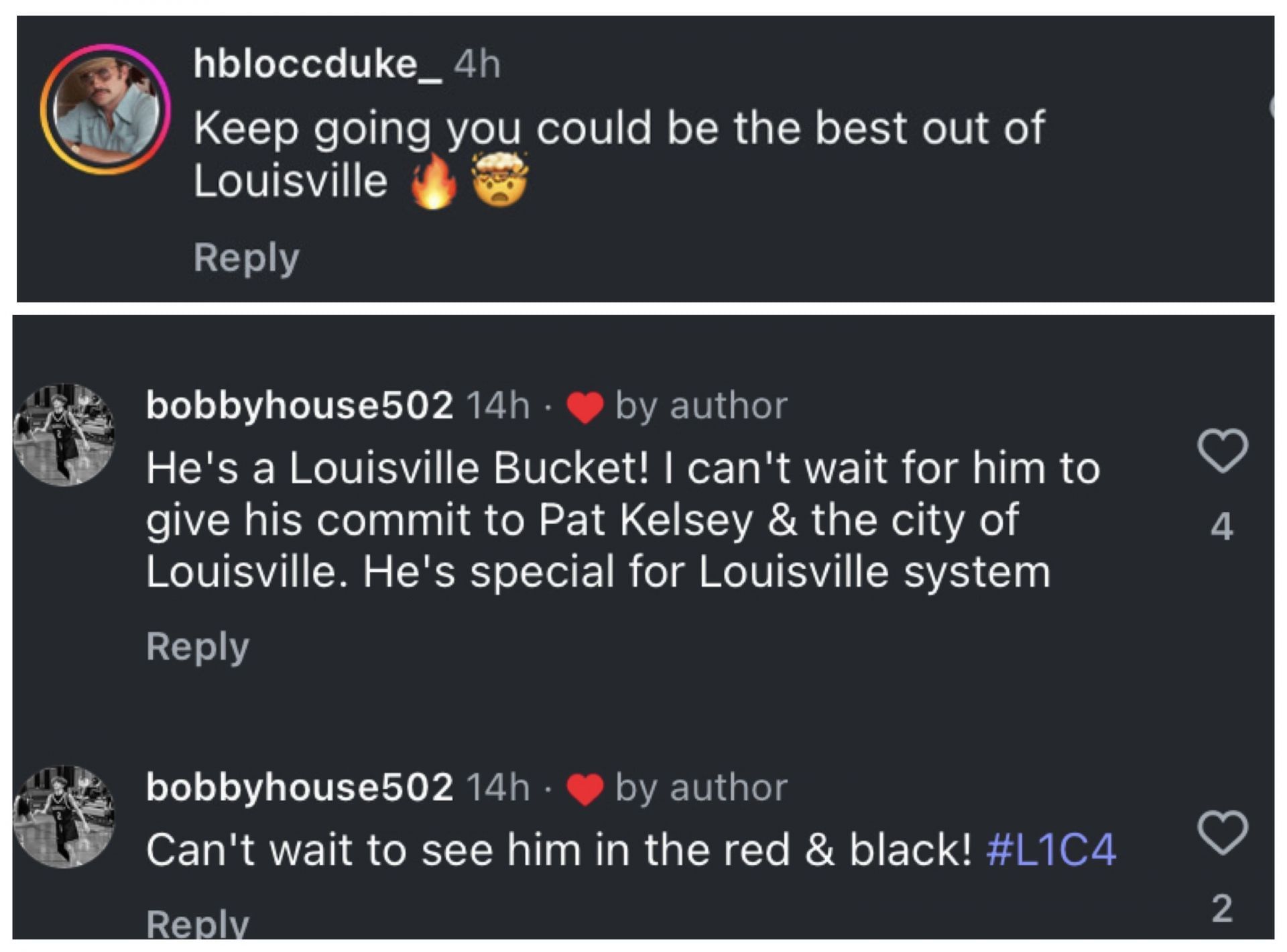 Fans urge Tyran Stokes to join Louisville on IG. Image via @madehoops