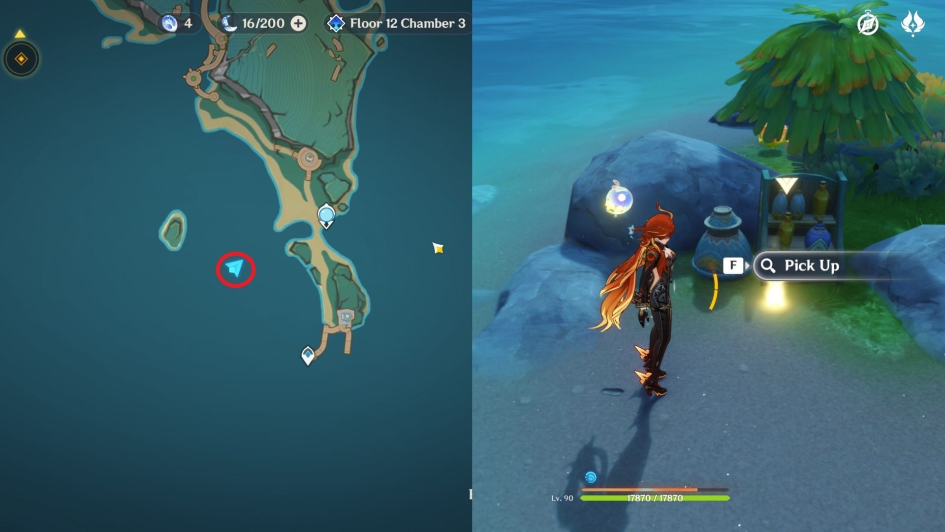 Location of Rantiy&#039;s helmet (Image via HoYoverse)
