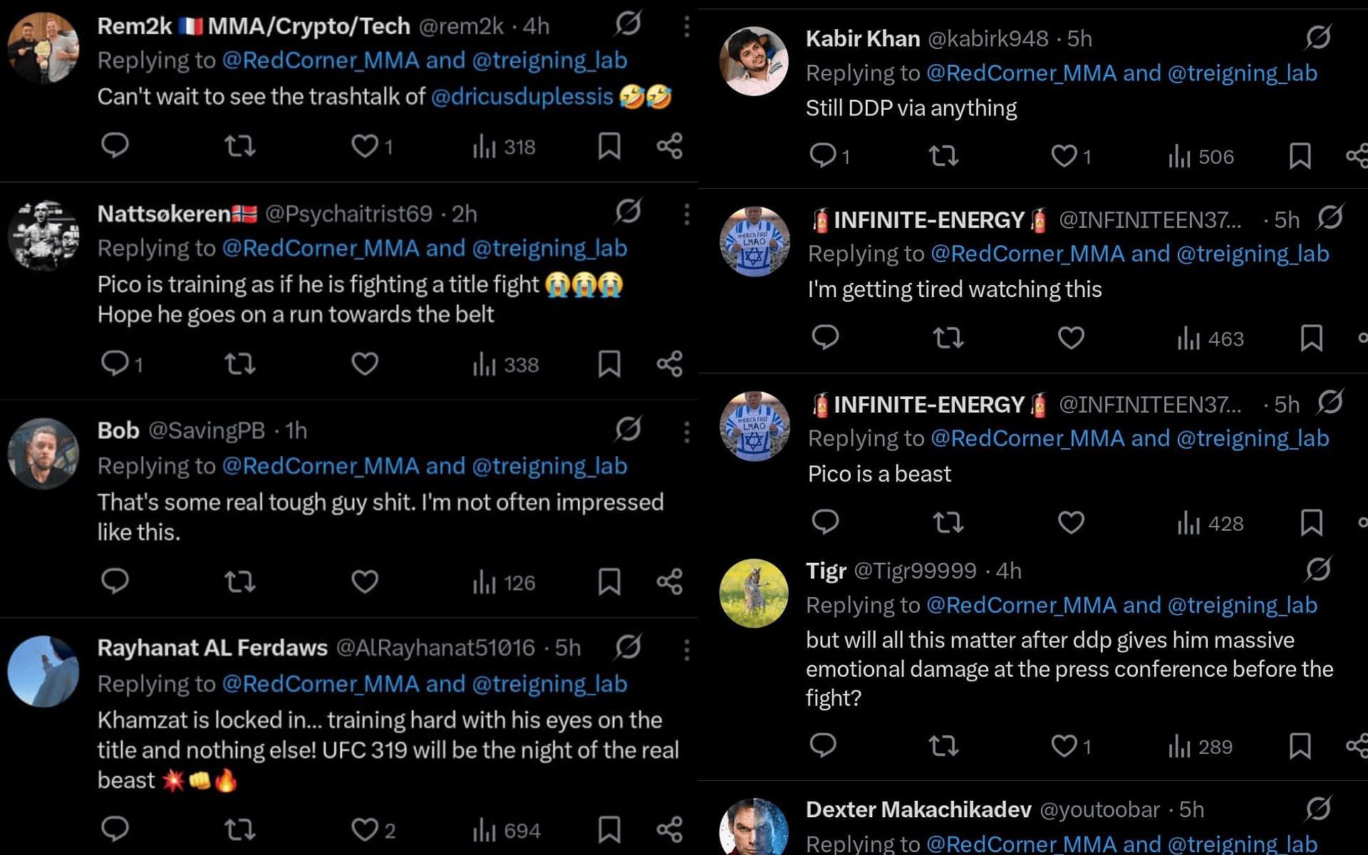 Fans&#039; reaction. [Screenshots courtesy: @RedCorner_MMA on X]