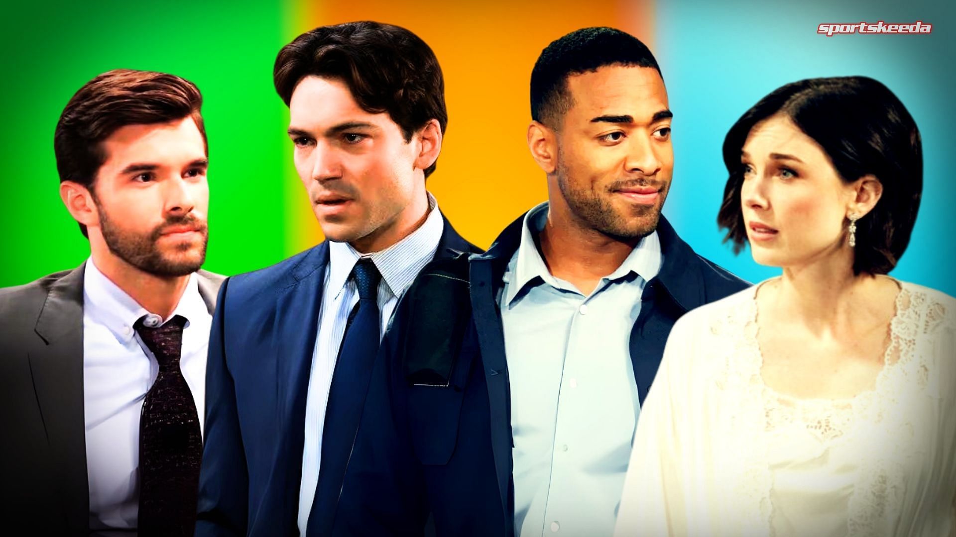 From left, Chase, Michael, Isaiah and Willow on General Hospital (Custom edit by Sportskeeda, Original images via ABC Network)