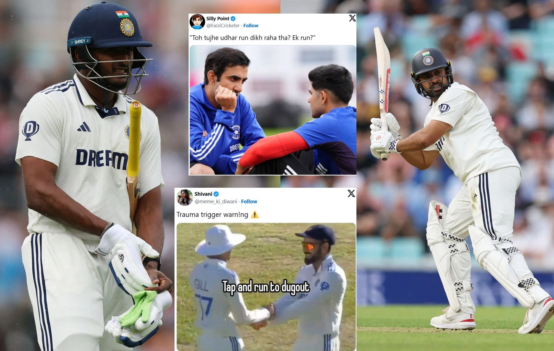 Top memes from Day 1 of 5th ENG vs IND Test. (Images: X - BCCI, @meme_ki_diwani, @FarziCricketer)