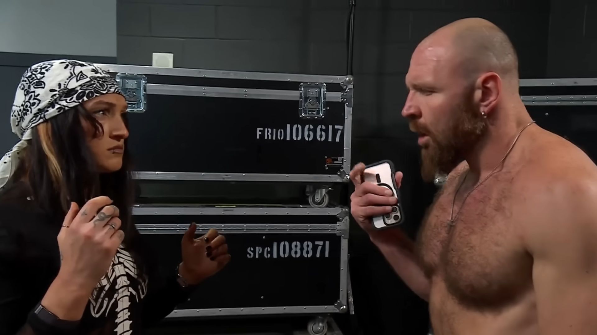 Kris Statlander and Jon Moxley backstage [Image Credits: AEW&#039;s YouTube channel]