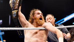 Sami Zayn reacts after winning the United States Championship from Solo Sikoa on WWE SmackDown