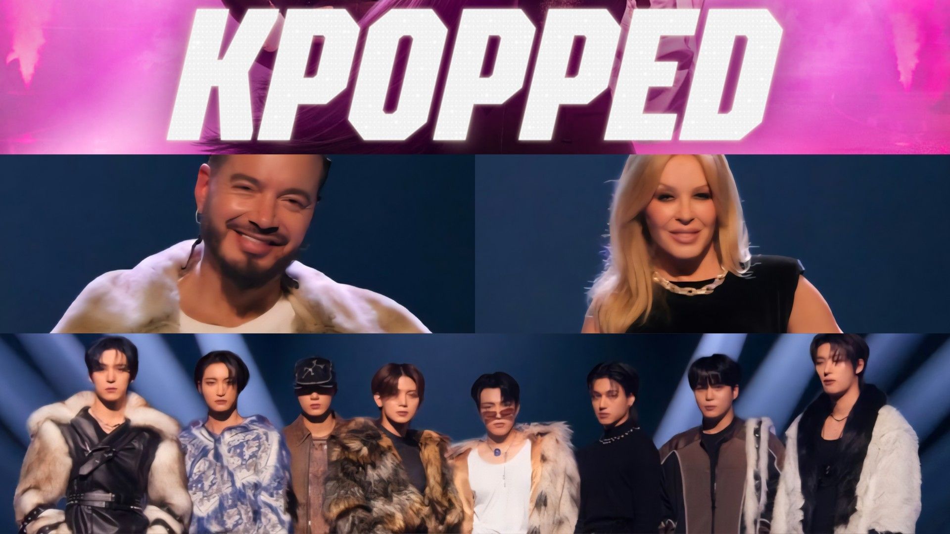 Kylie Minogue, J Balvin and ATEEZ in KPOPPED (Image via Apple Tv)