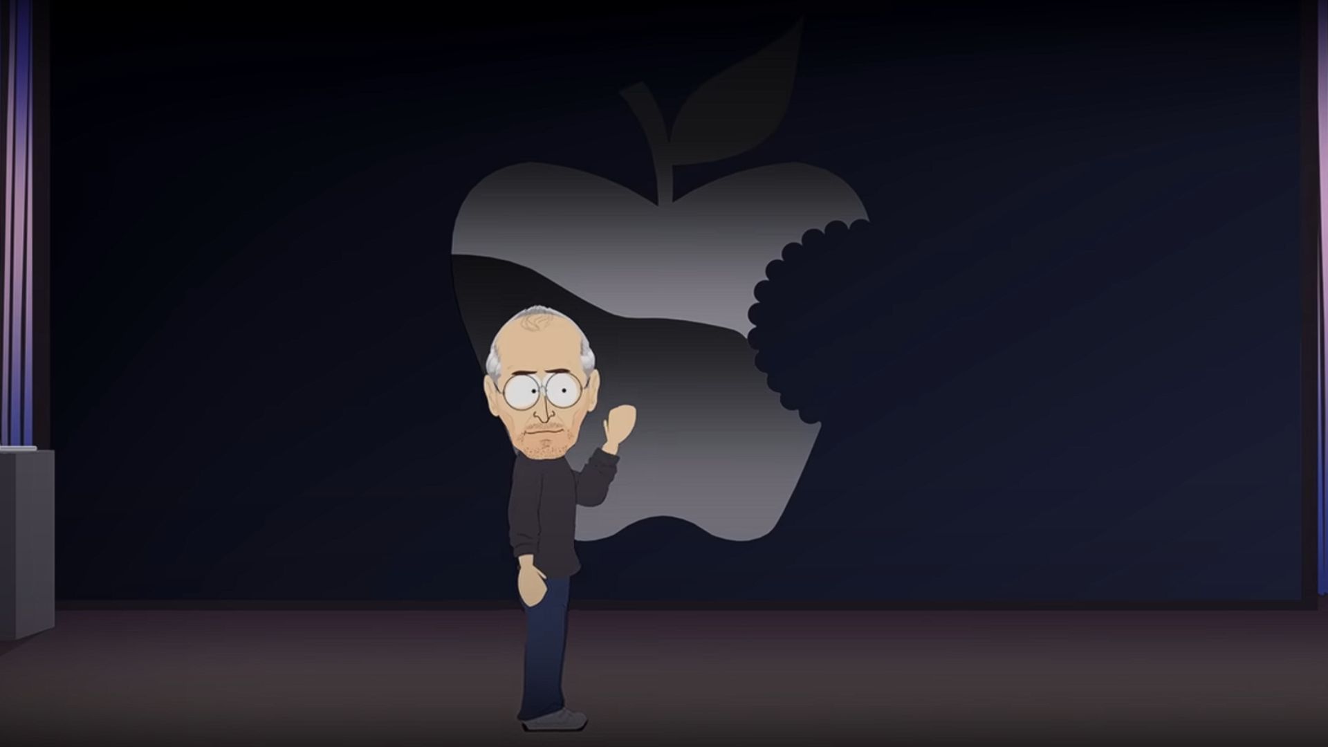 Steve Jobs unveils the new Apple product (Image via South Park Studios)