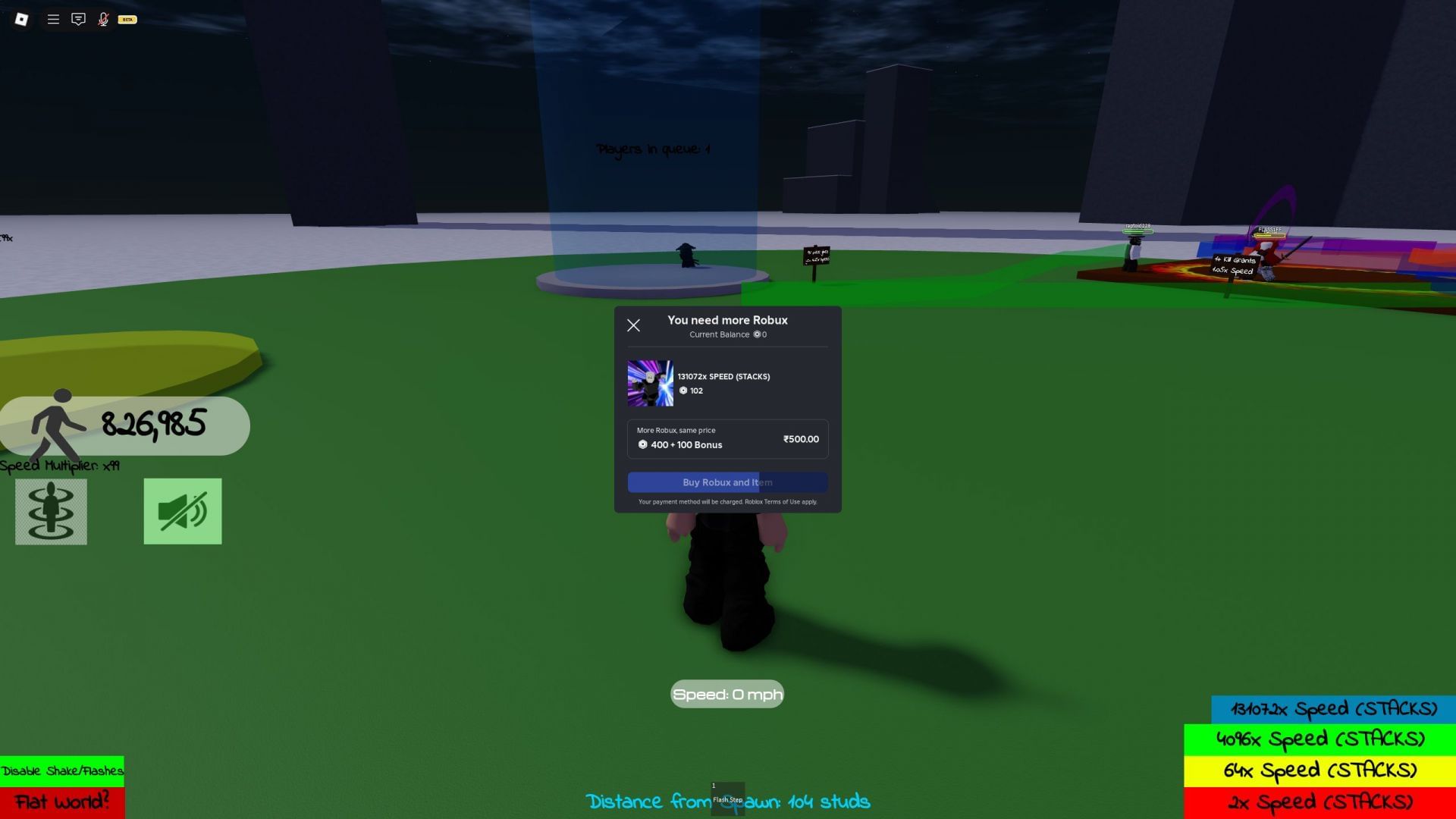 Purchase speed multipliers with Robux to gain an edge over your enemies in races (Image via Roblox)