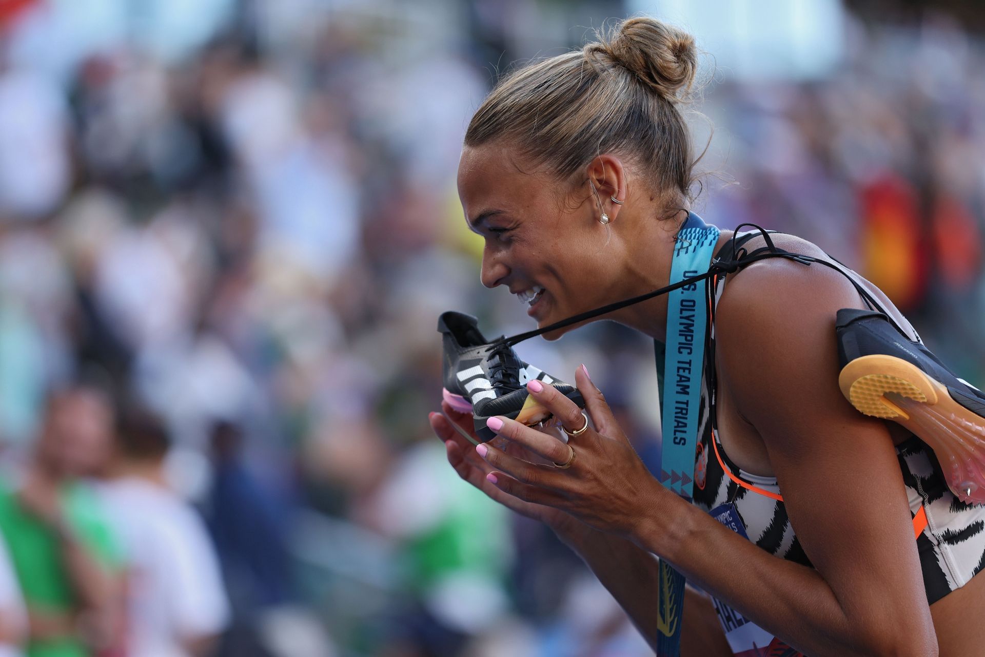 Anna Hall at the 2024 U.S. Olympic Team Track &amp; Field Trials in Eugene, Oregon. (Photo by Getty)