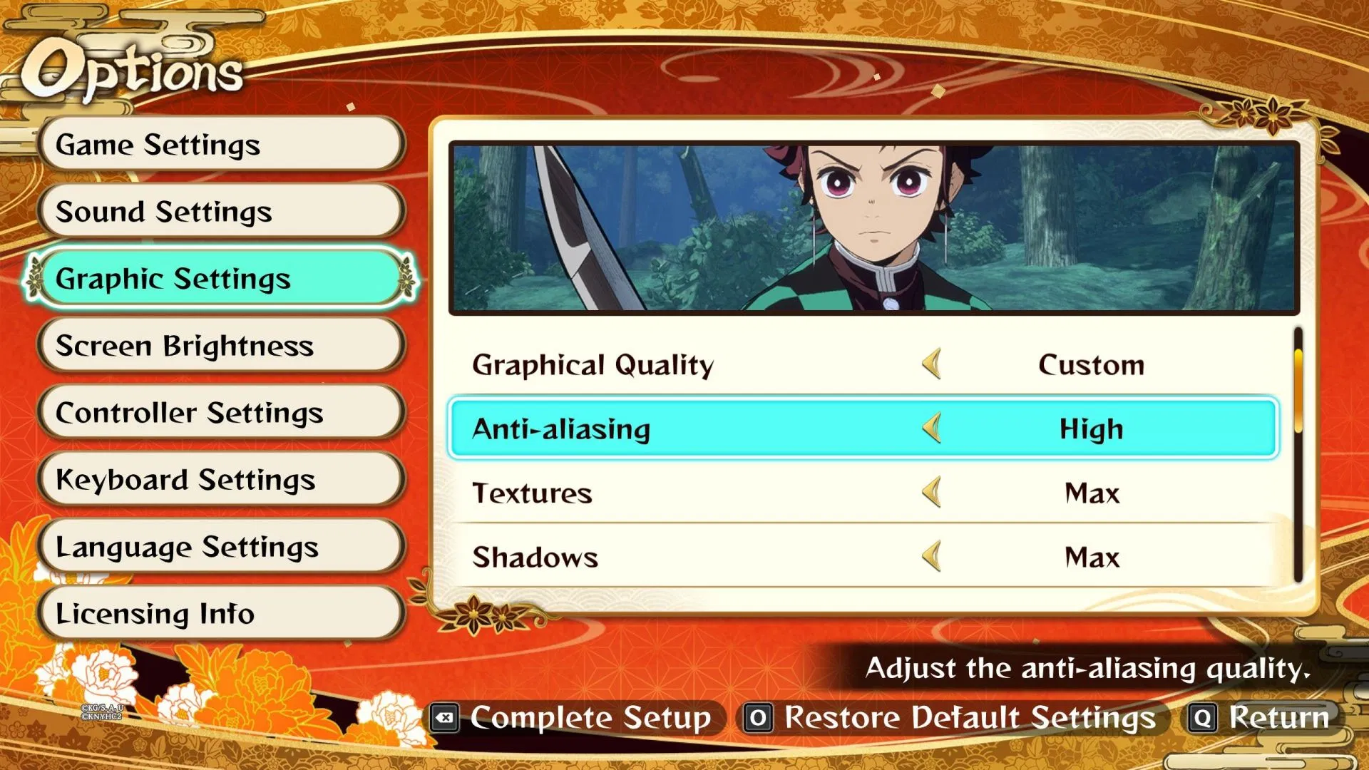 Graphics settings in Demon Slayer: The Hinokami Chronicles 2 (Image via SEGA)