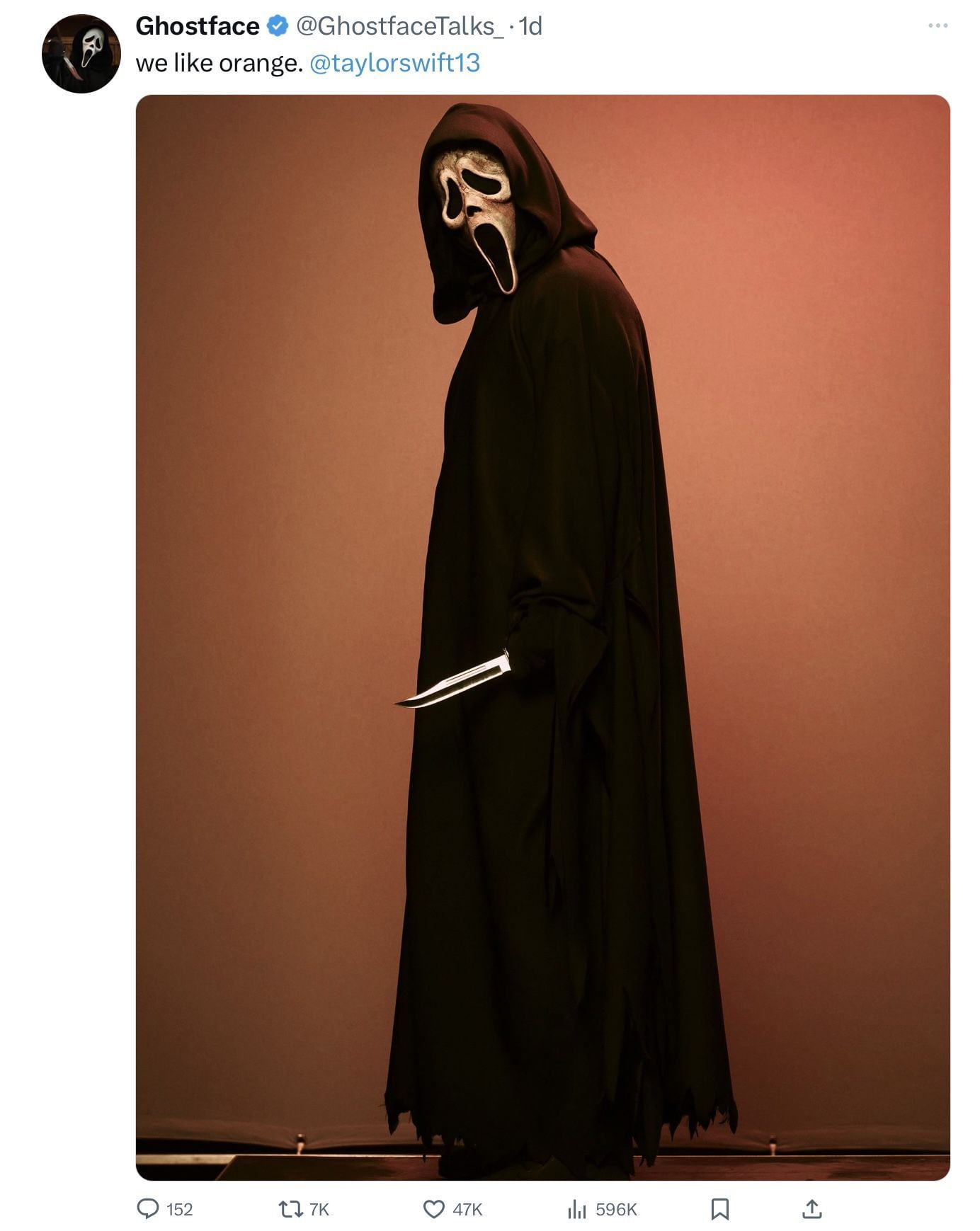 Ghostface&#039;s new post for Swift&#039;s album (Image via @GhostfaceTalks_/X)