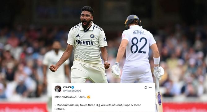 "MIYAN MAGIC AT OVAL" - Fans react as Mohammed Siraj delivers in ENG vs IND 2025 5th Test