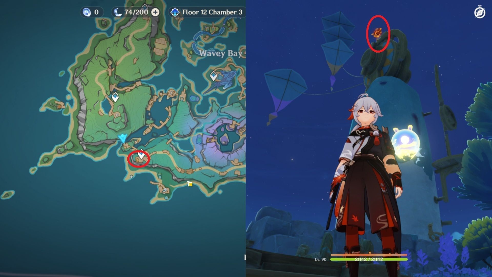 Above the building southwest of Wavey Bay (Image via HoYoverse)
