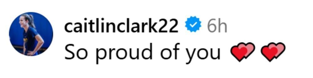 Caitlin Clark commented on Aliyah Boston&#039;s IG post. (Photo: @aliyah.boston on IG)