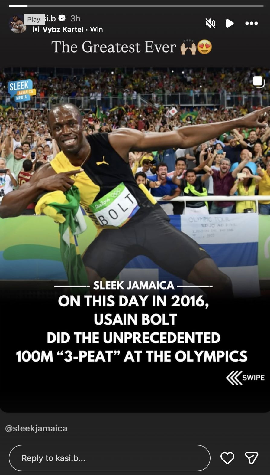 Kasi Bennett reacts to Bolt&#039;s remarkable achievements | Instagram@kasi.b