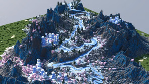 Minecraft player showcases beautiful ice racing track built on snowy mountain, available for free download