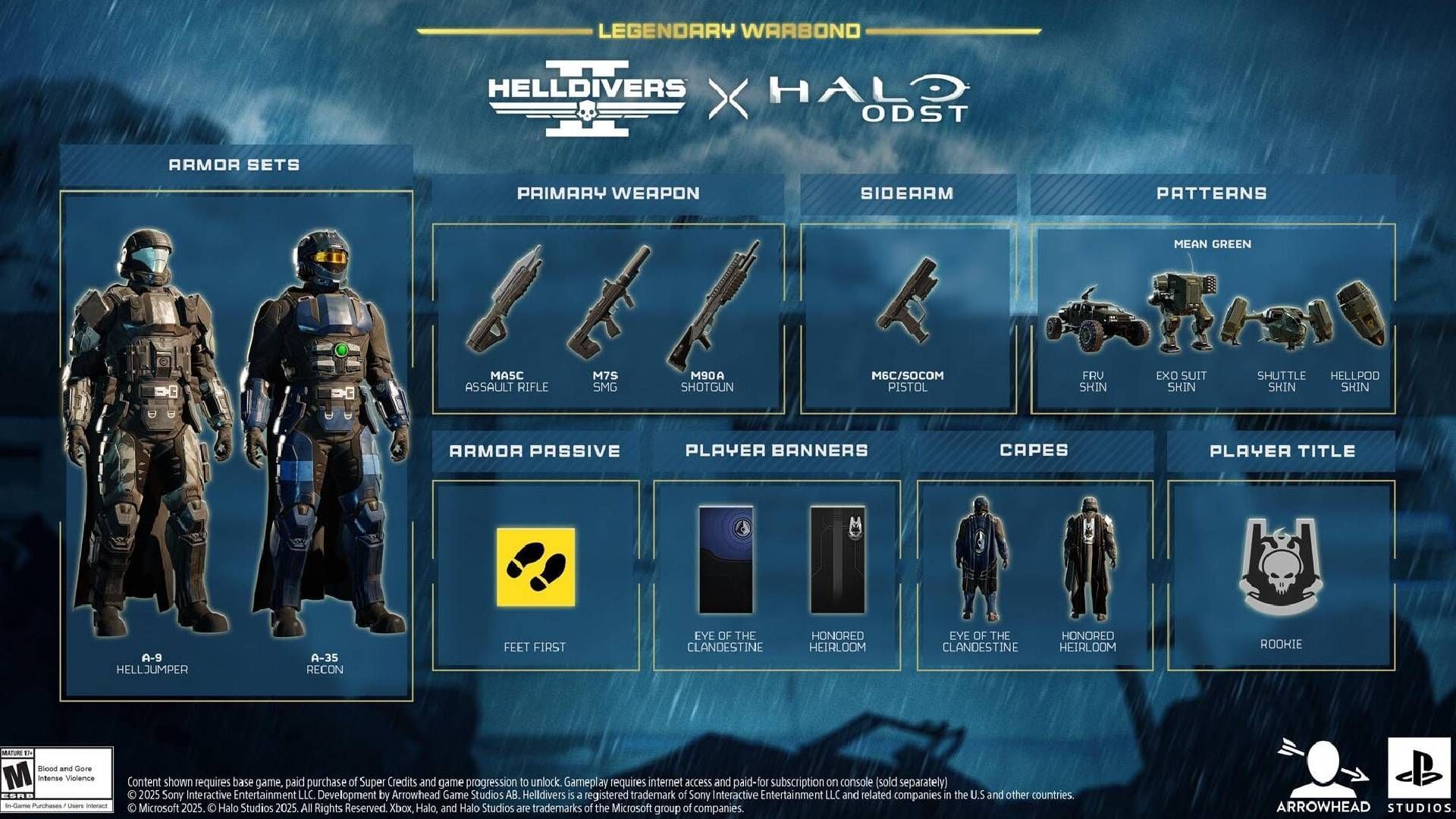 Helldrivers 2 X Halo ODST Legendary Warbond including legendary Halo armor set (Image via PlayStation)