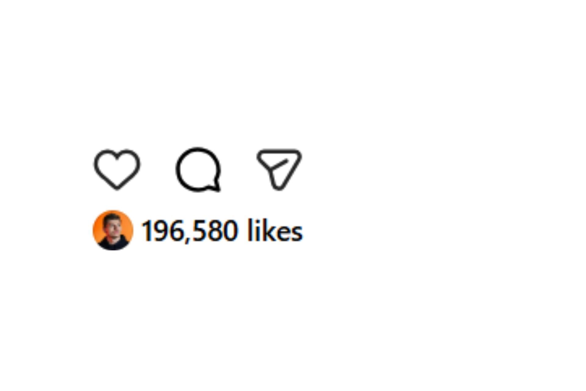Snapshot of Max Verstappen liking the post...Credits-Instagram