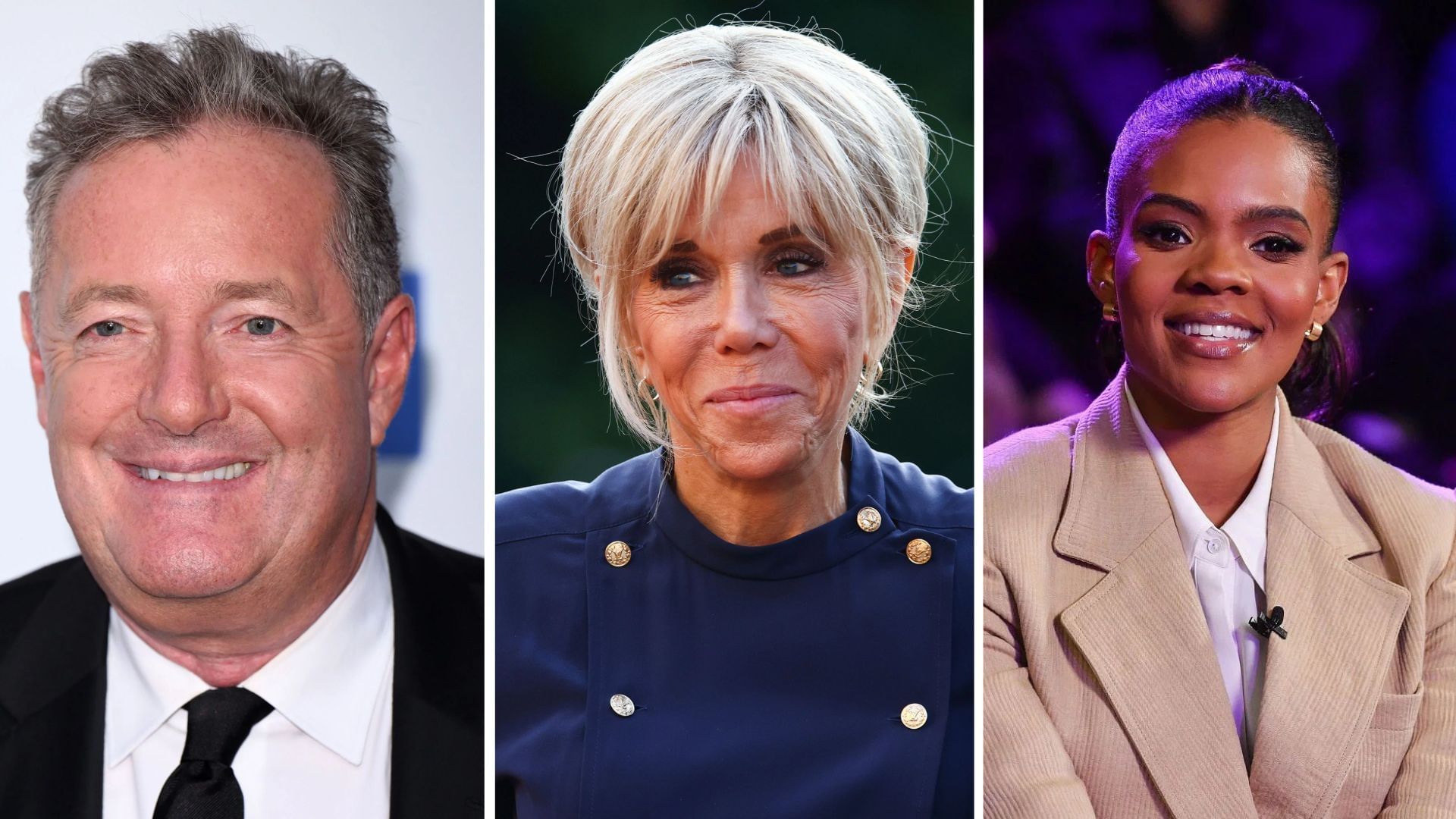 Piers Morgan, Brigitte Macron, Candace Owens (Image via Getty)