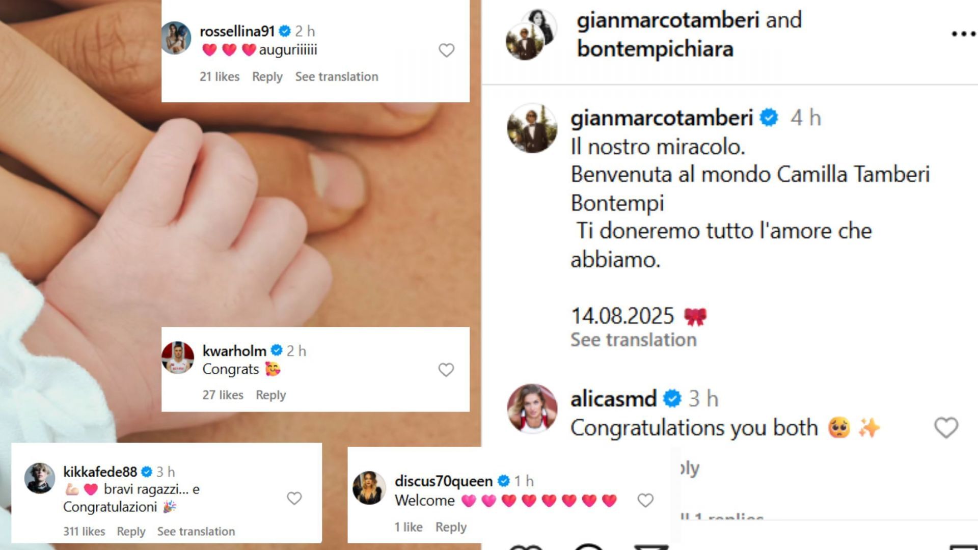 Screenshot of comments (IG/@gianmarcotamberi)