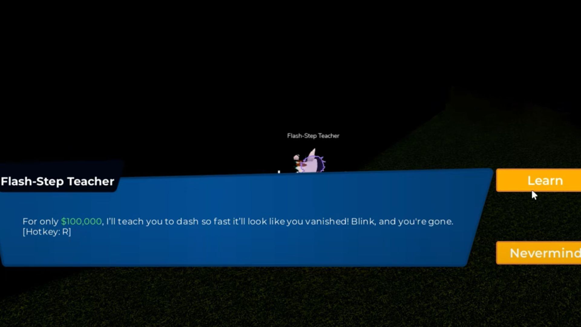 The NPC Flash-Step Teacher (Image via Roblox)