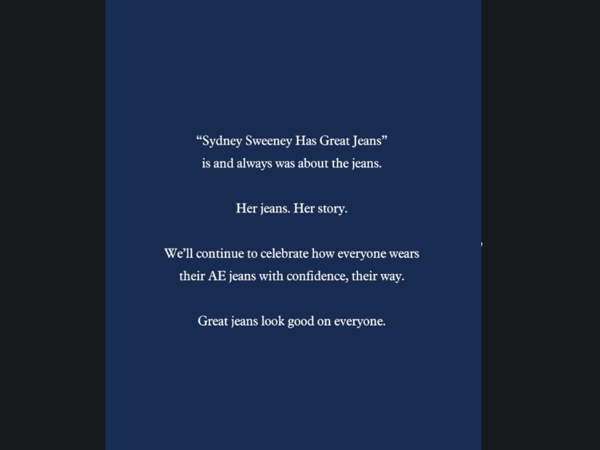 American Eagle&#039;s statement on Sweeney&#039;s jeans campaign (Image via Instagram/ @americaneagle)