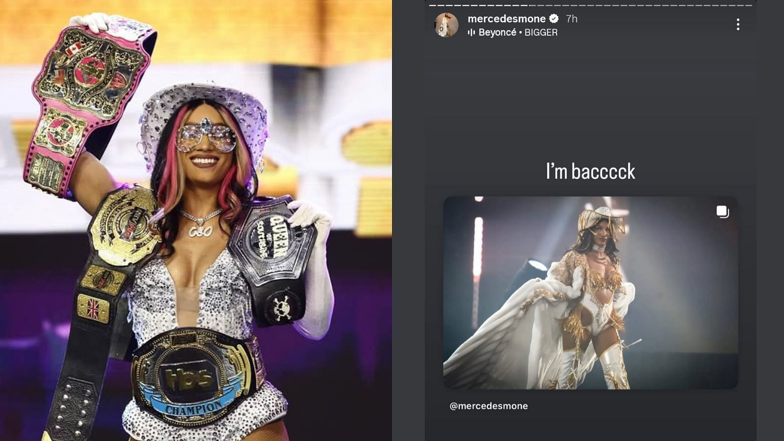 Mercedes Mone on her Instagram Story [Images via Mone&#039;s Instagram handle]
