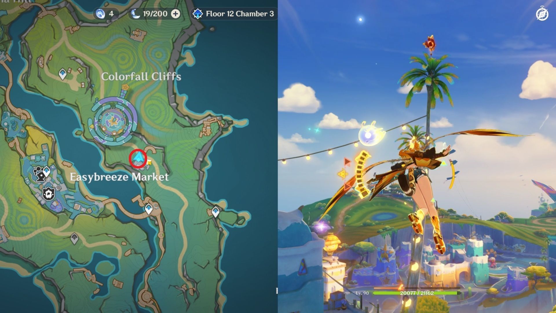 On top of a palm tree (Image via HoYoverse)